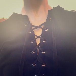 Lace Up Pullover Sweater